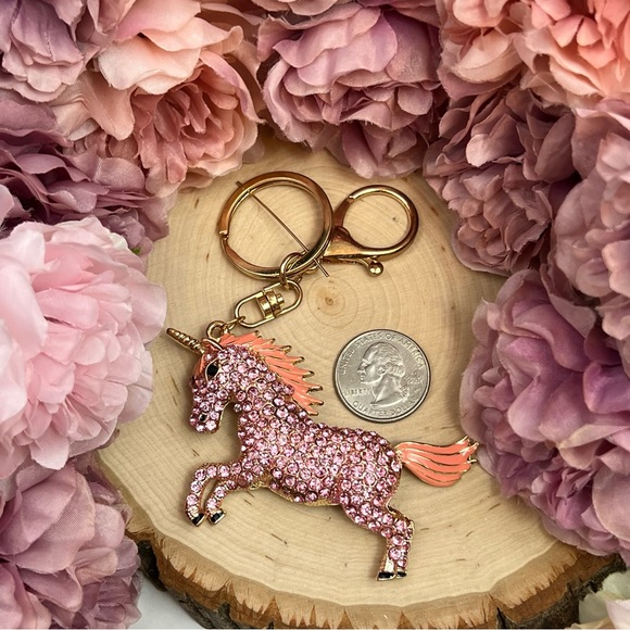 Magical Pink Crystal Unicorn Keychain Charm - Picture 14 of 16
